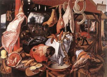 Pieter Aertsen : Butcher's Stall with the Flight into Egypt